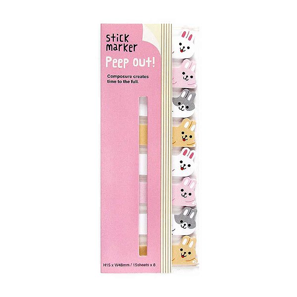 Marcador de Páginas Adesivo Stick Marker Peep Out Coelho - Rosa