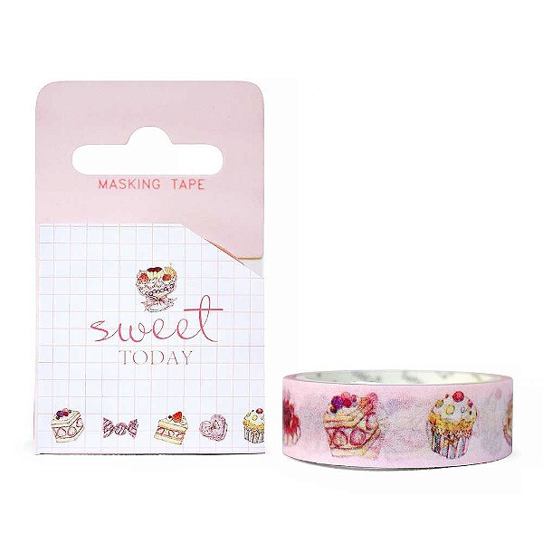Fita Decorativa Washi Tape - Doces Sweet Today Bolos Rosa