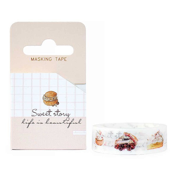 Fita Decorativa Washi Tape - Doces Sweet Story Choux Cream