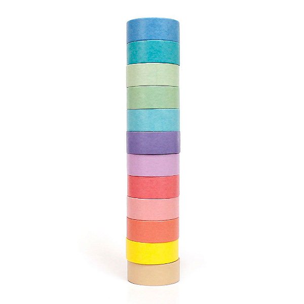Kit de 12 Washi Tapes Tons Pastel