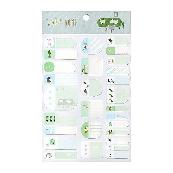 Adesivos Etiquetas de Identificação de Papel Com Proteção Plástica - Warm Home Verde