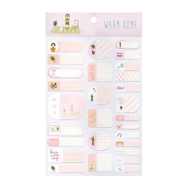 Adesivos Etiquetas de Identificação de Papel Com Proteção Plástica - Warm Home Rosa