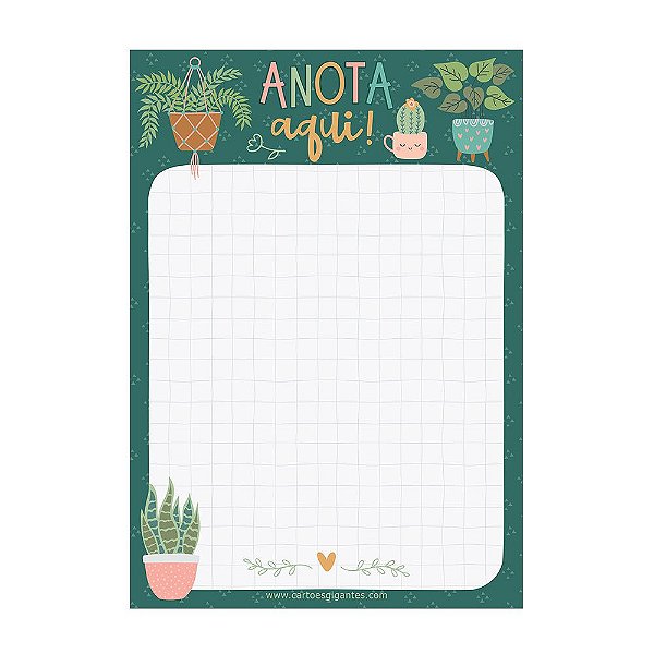 Memo Board Magnético Pequeno Lousa Anota Aqui! My Plants - Cartões Gigantes