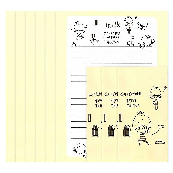 Papel de Carta Menina Morango Amarelo