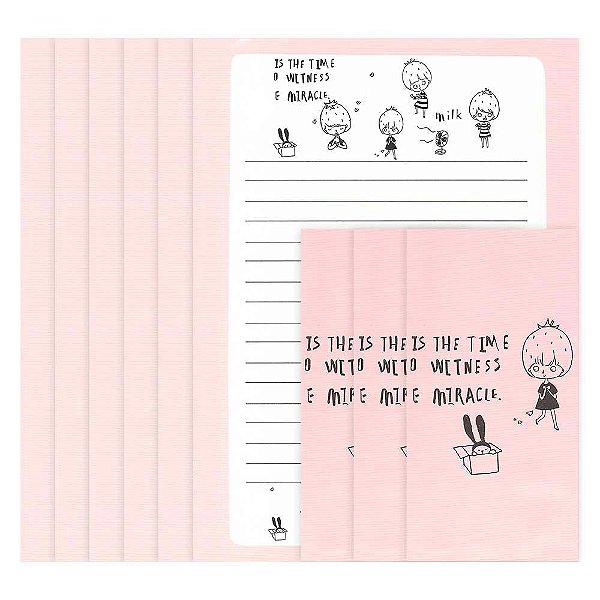 Papel de Carta Menina Morango Rosa