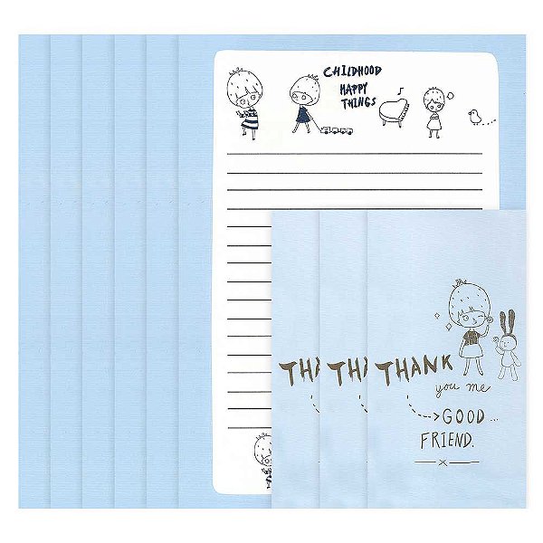 Papel de Carta Menina Morango Azul