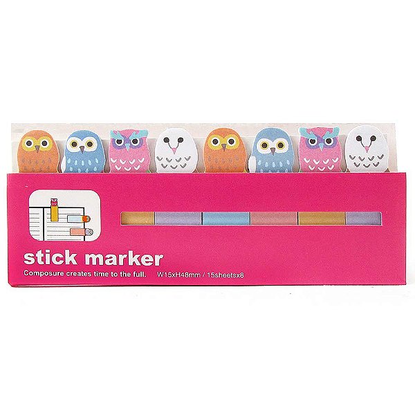Post-it Stick Marker Corujas Rosa