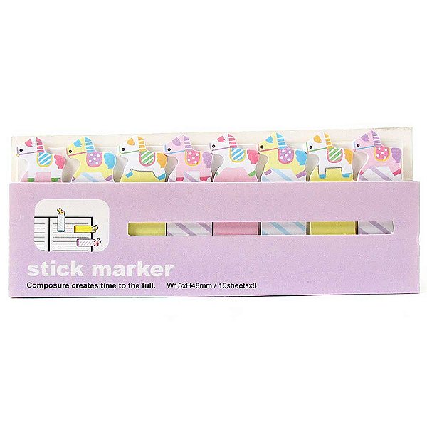 Marcador de Páginas Adesivo Stick Marker Cavalinhos Roxo