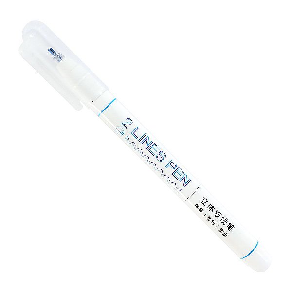 Caneta Ponta Dupla 2 Lines Pen Azul e Roxo