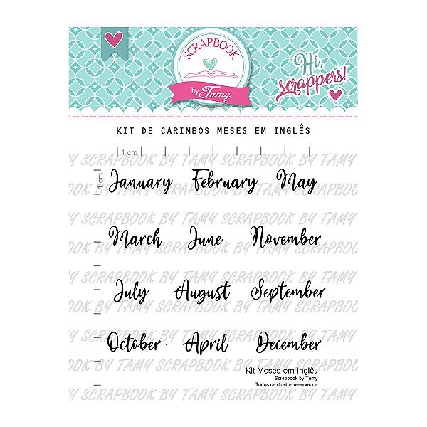 Kit de Carimbos Meses em Inglês Scrapbook by Tamy - Lilipop