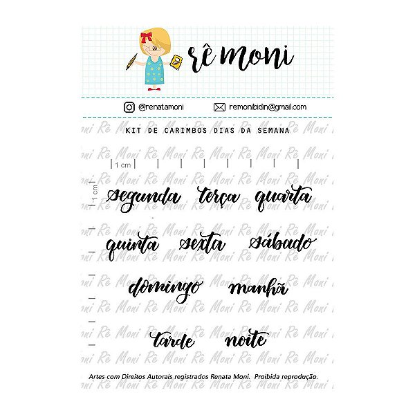 Kit de Carimbos Dias da Semana Brush Rê Moni - Lilipop