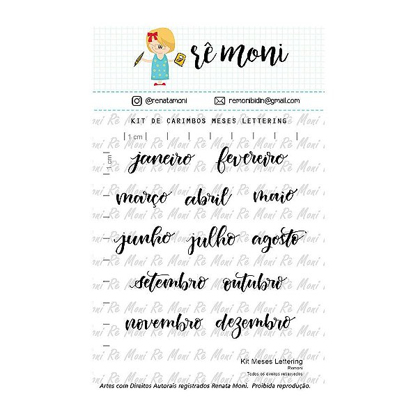 Kit de Carimbos Meses Lettering Rê Moni - Lilipop