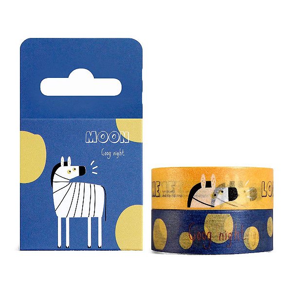Kit de 2 Fitas Decorativas Washi Tape - Sapovica Animais Zebra Azul