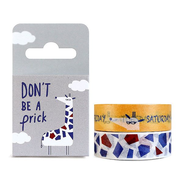 Kit de 2 Fitas Decorativas Washi Tape - Sapovica Animais Girafa Cinza