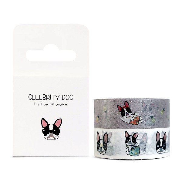Kit de 2 Fitas Decorativas Washi Tape - Buldogue Branco