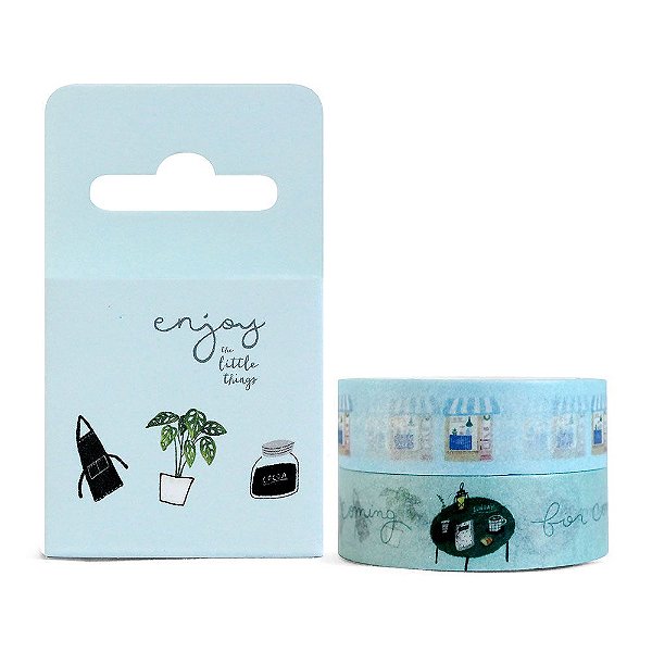 Kit de 2 Fitas Decorativas Washi Tape - Home Enjoy The Little Things Azul