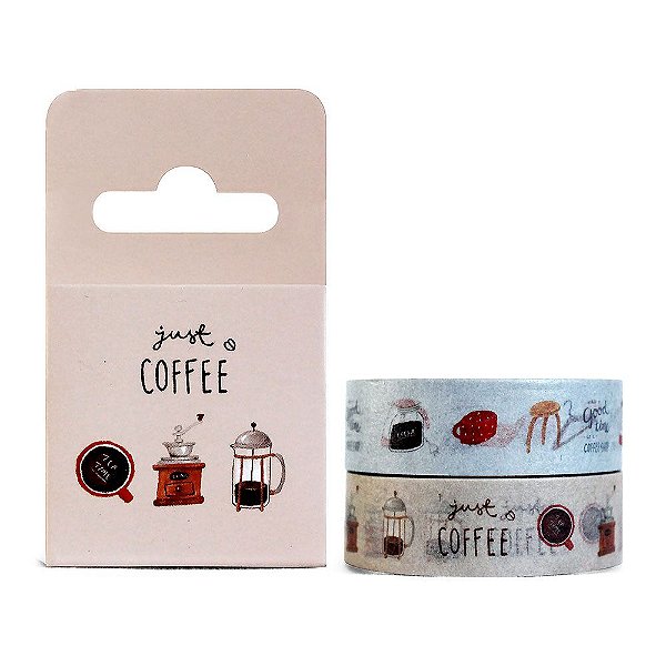 Kit de 2 Fitas Decorativas Washi Tape - Home Just Coffee Marrom
