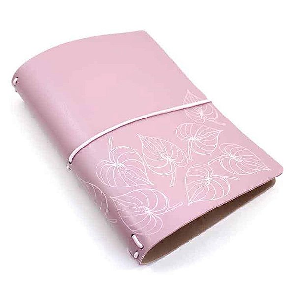 Capa Rosa Millennial Folhas (Para 4 Blocos) Para Planner A.Craft Tamanho Padrão
