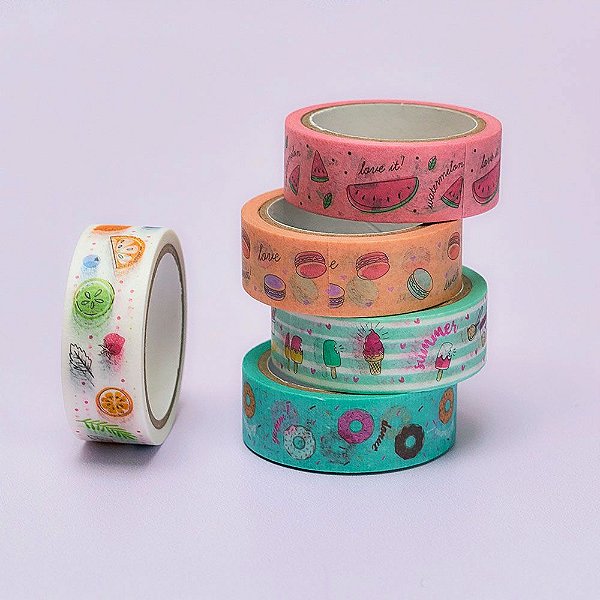 Kit de 5 Washi Tapes Food Trends Frutas