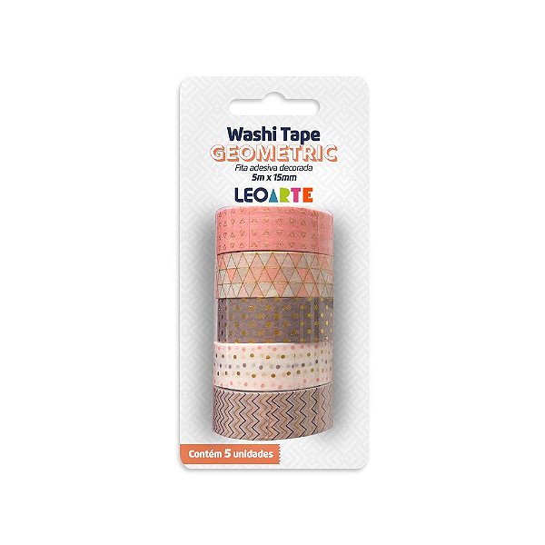 Kit de 5 Washi Tapes Geometric Geométrico