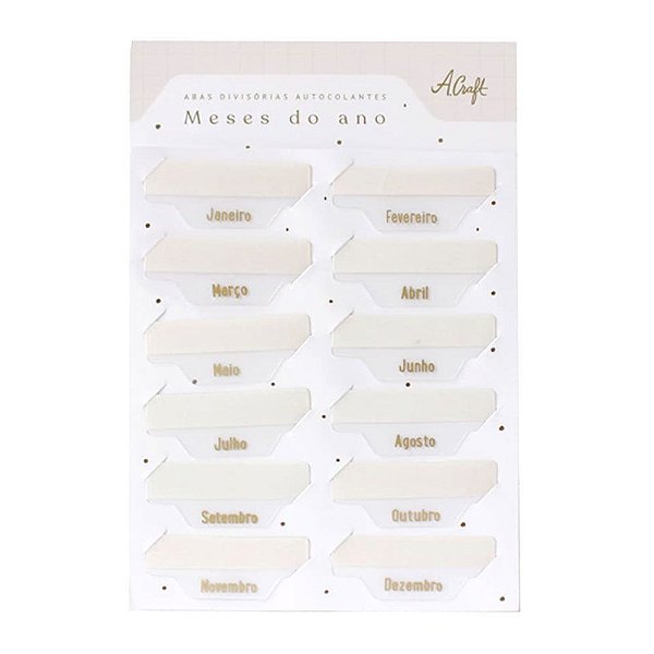 Abas Divisórias Autocolantes Meses do Ano Para Planner Não Datado A.Craft ou Bullet Journal