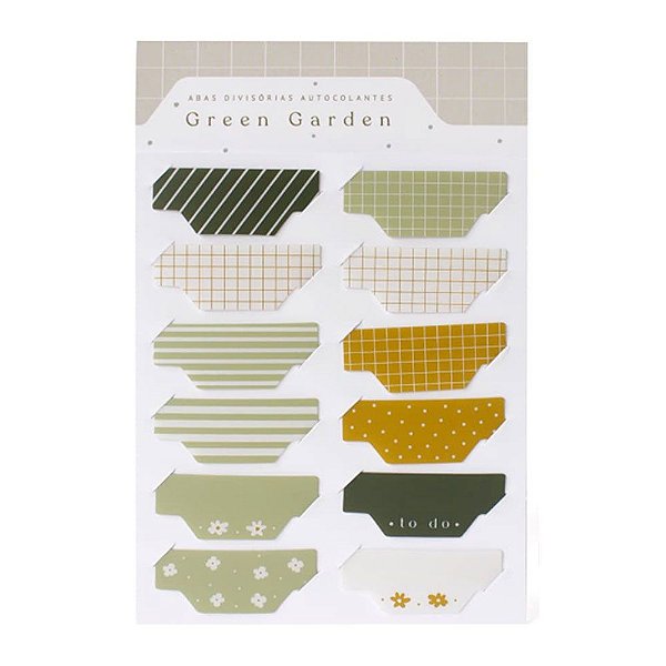 Abas Divisórias Autocolantes Green Garden Para Planner Não Datado A.Craft Bullet Journal ou Caderno