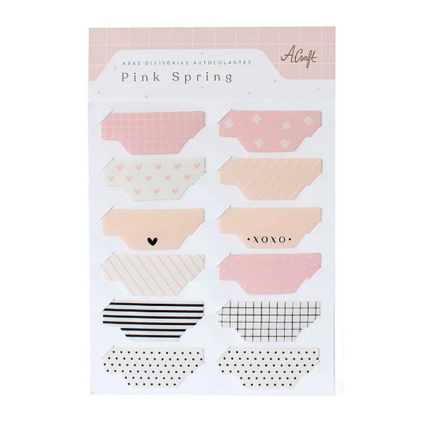 Abas Divisórias Autocolantes Pink Spring Para Planner Não Datado A.Craft Bullet Journal ou Caderno