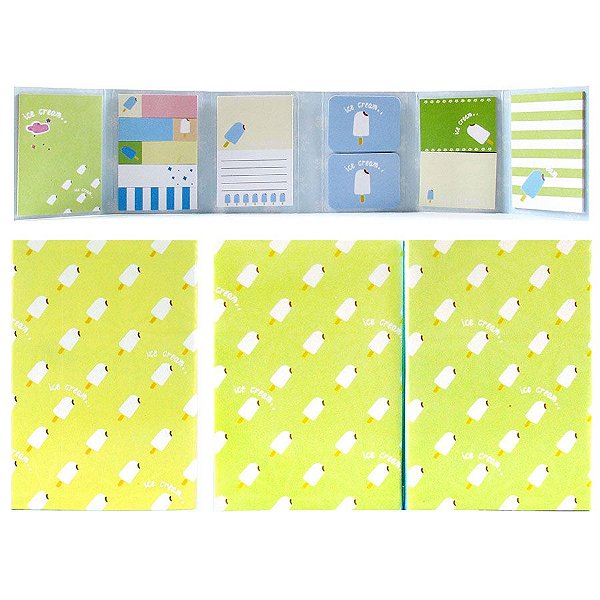 Cartela de Post-it Ice Cream 6 Partes 12 Blocos - Picolé Verde