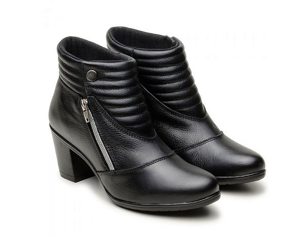 bota feminina cano curto de couro legitimo