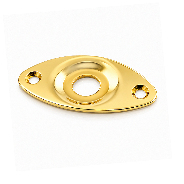 Jack Plate Dourado Oval Curvo Vintage Guitarra Contrabaixo