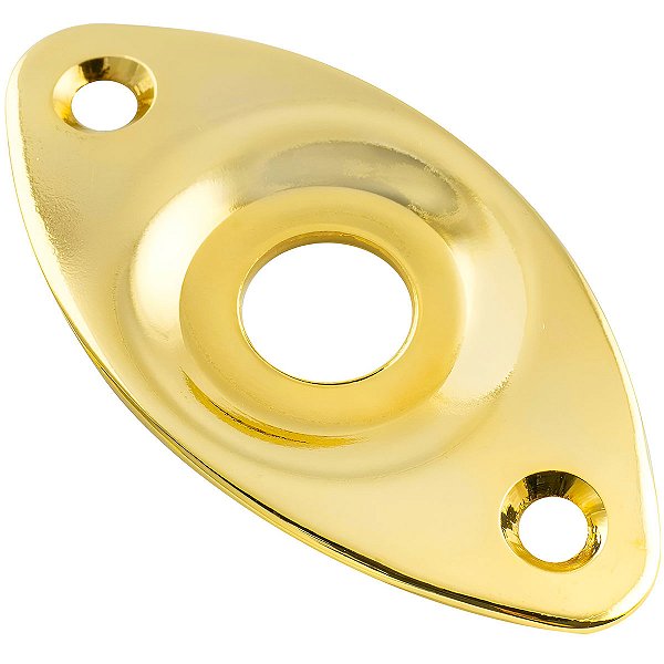 Jack Plate Dourado Oval Curvo Vintage Guitarra Contrabaixo
