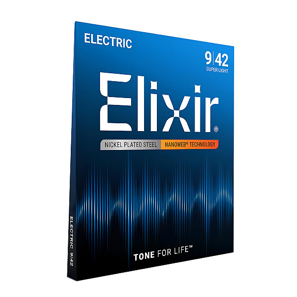 Jogo De Cordas Para Guitarra Elixir 009 Nanoweb Nickel Plated