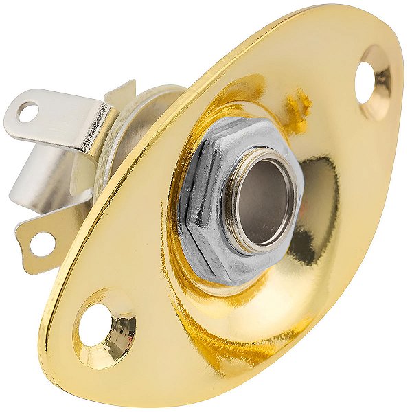 Jack Plate Oval Para Contrabaixo Guitarra C/ Conector P10 Mono