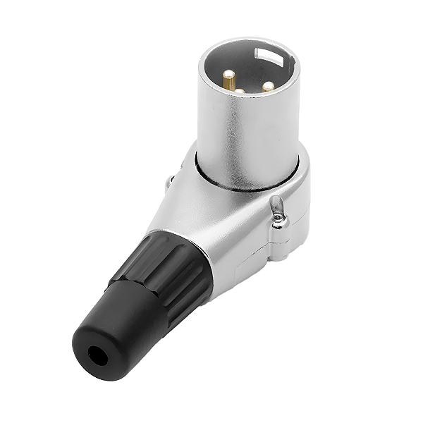 Plug Conector Canon XLR Macho 90º Pino Banhado A Ouro HJH