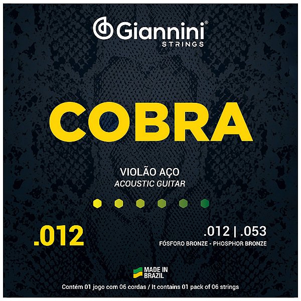 Jogo De Cordas Para Violão Aço Giannini 012 Fósforo Bronze
