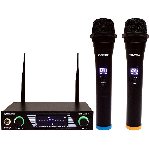 Kit Com 02 Microfones SoundVoice Sem Fio Wireless MM-220-SF