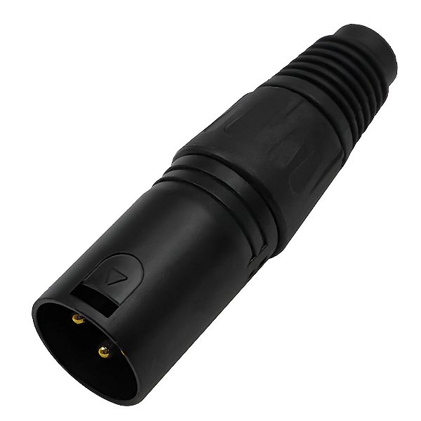 Plug Conector Xlr Canon Preto Macho Pino Banhado A Ouro HJH