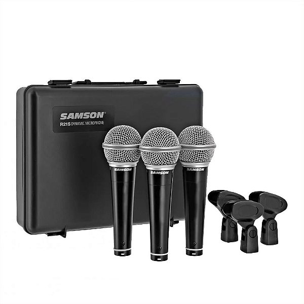 Kit Com 03 Microfones De Mão Dinâmico Cardióide Samson R21