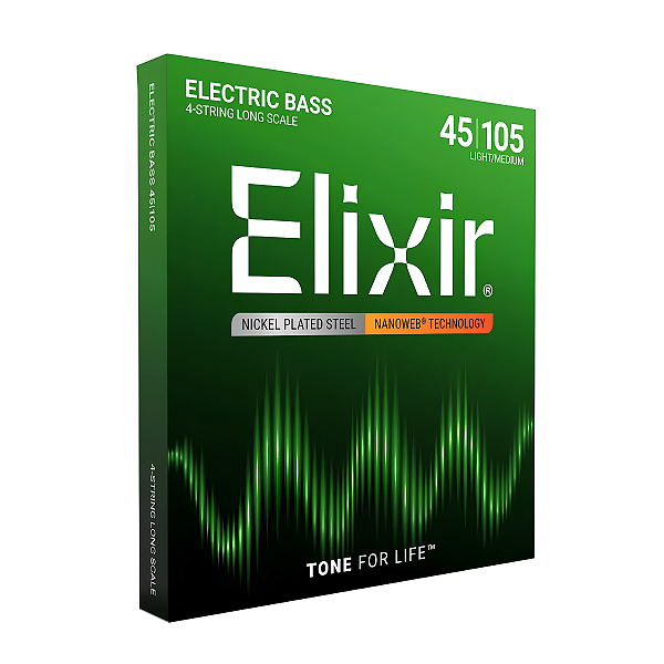 Encordoamento Para Baixo 4 Cordas 045 Elixir Nickel Plated