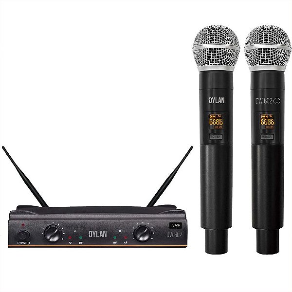 Microfone Duplo Sem Fio Wireless 26 Canais Dylan DW-602 Max