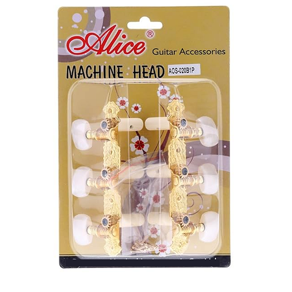 Tarraxas Para Violão Nylon Dourada Botão Claro Pino Grosso Alice
