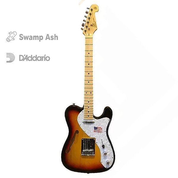 Guitarra Elétrica Telecaster Sx STLH-3TS Sunburst Ash Hollow Body