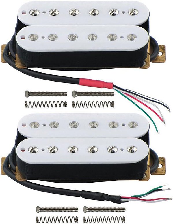 Set De Captadores Guitarra Fleor Humbucker PAF Branco Imã Cerâmico