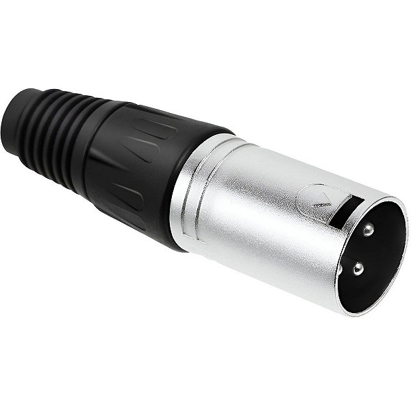 Plug Conector XLR Canon Linha Macho Niquelado 3 Terminais