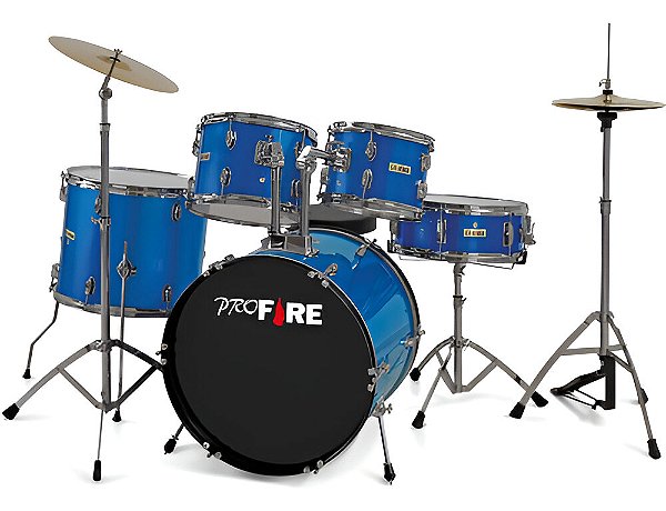 Bateria Acústica Pro Fire Completa Com Ferragens Cromadas Bumbo 20 Polegadas