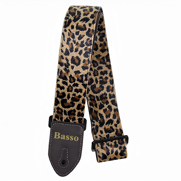 Correia Alça Basso Para Guitarra Animal Print Onça Com Textura