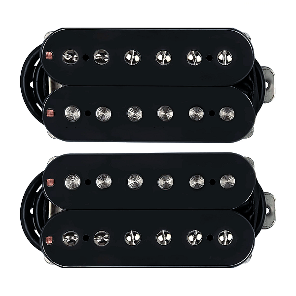 Set Captadores Fleor Humbucker PAF Vintage Alnico 5 Preto Pos. Braço e Ponte