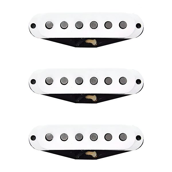 Set De Captadores Fleor Single Coil Estagiado Alnico 5 Para Strato Branco Pos. Braço, Meio e Ponte
