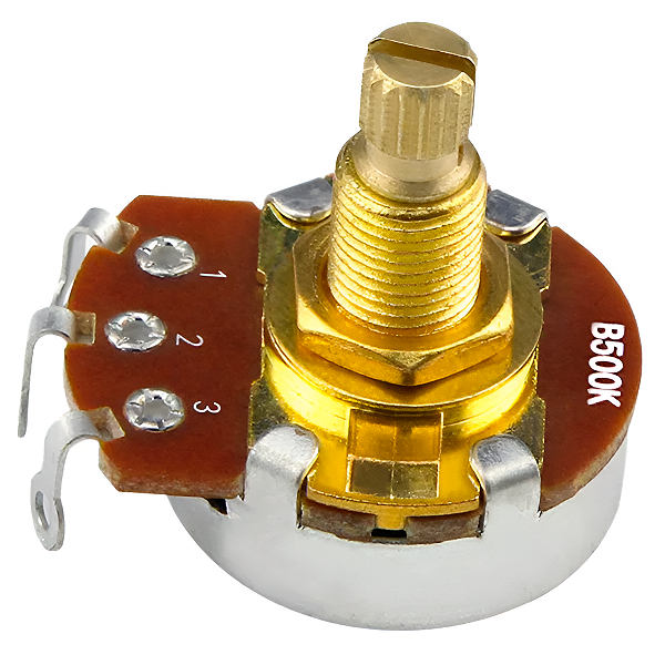 Potenciômetro B500K Eixo Longo Estriado Base Grande – Linear