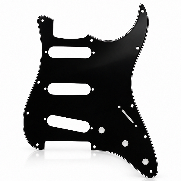 Escudo Preto Guitarra Strato 11 Furos 3 Camadas (Sanduiche)